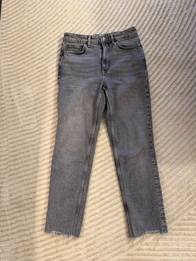 Topshop Gray Straight Leg Jeans